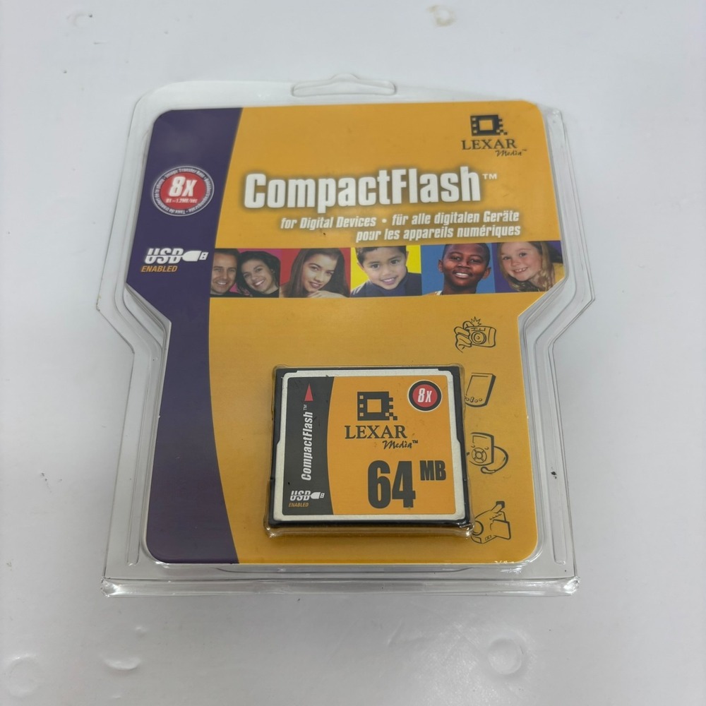 Vintage Lexar Media 64MB 8x CompactFlash CF Card Factory Sealed New NOS CF064